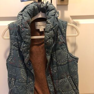 Anthropologie denim colored vest with design